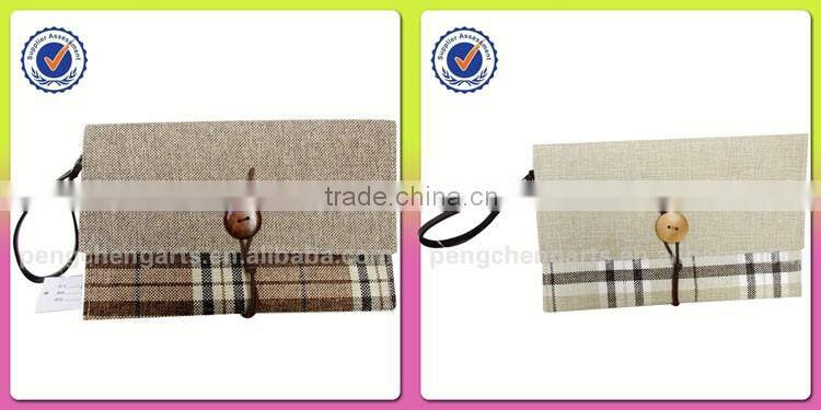 polyester clutch bag wooden buttons