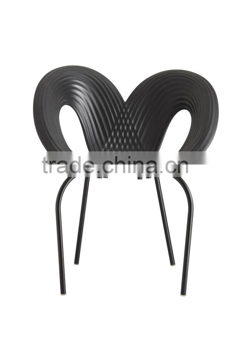 Modern Butterfly Shaped Dining Chairs Plastic Chairs with Metal Legs