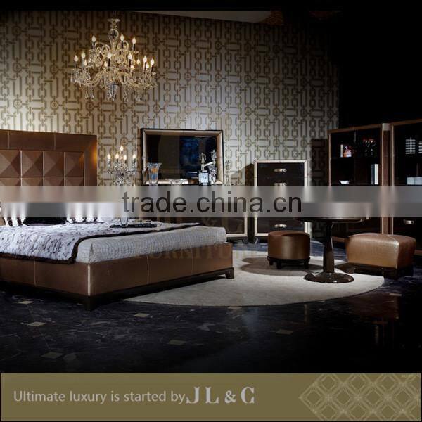 Solid Wood Cocktail Cabinet-JH10-09 Leather Covered Display Cabinet- JL&C Luxury Home Furniture