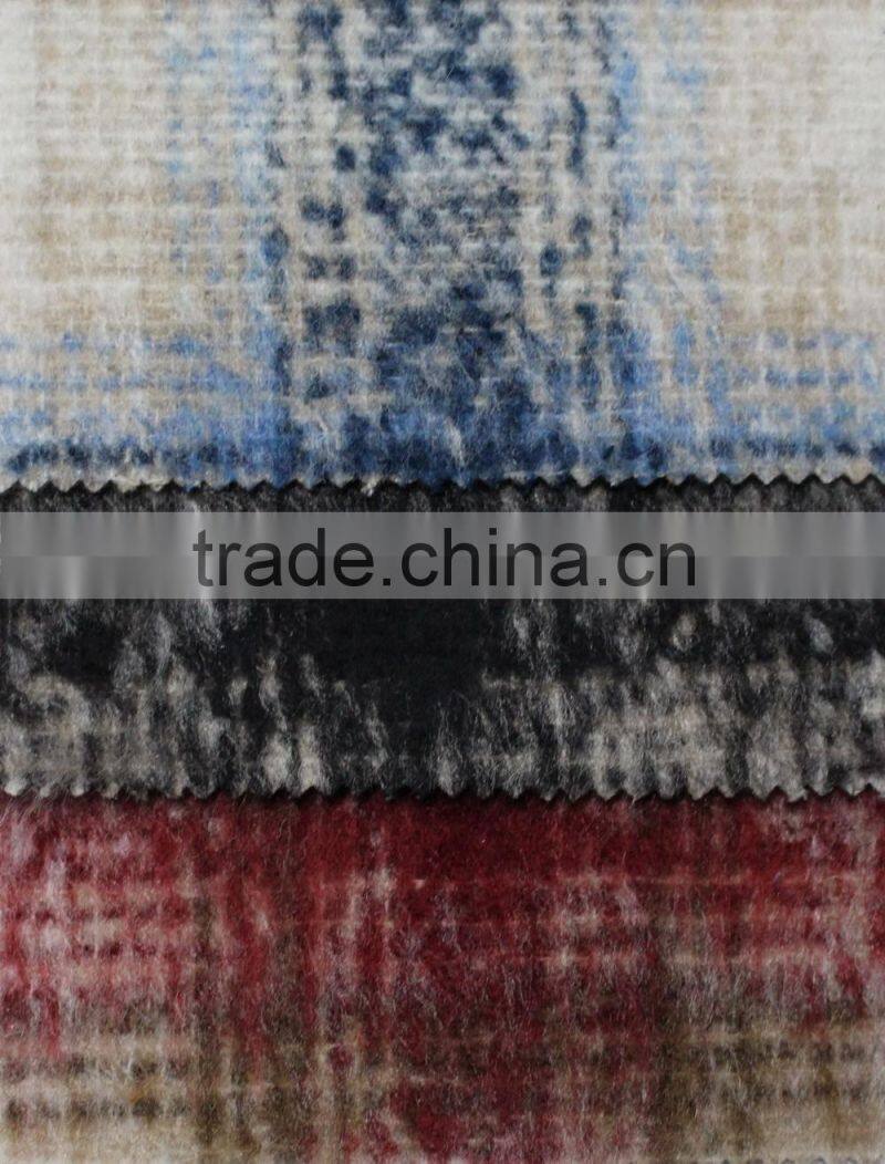 Fall winter thick scotch plaid brushed polyester acryilic blend wool fabric