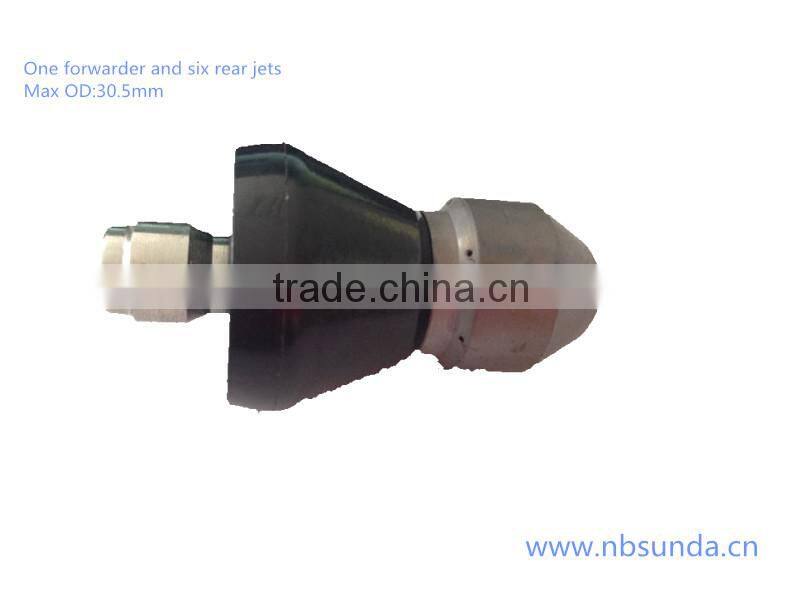 Pressure washer sewer jetter nozzle