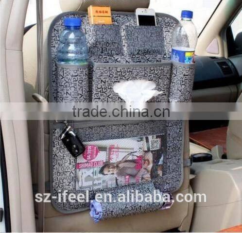 Car Interior Canvas Organizer Bag for Stuff in Seat Gold/Grey