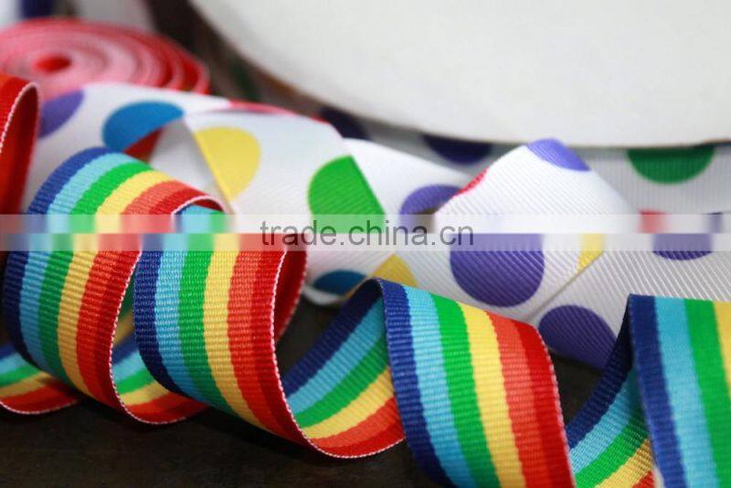 hot selling double face printed rainbow ribbon for decoration