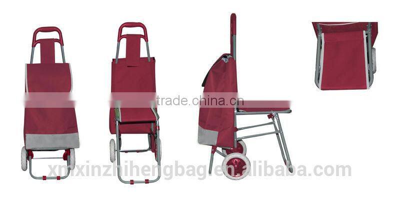 Satin folding shopping bag with wheels trolley bag supplier in dubai