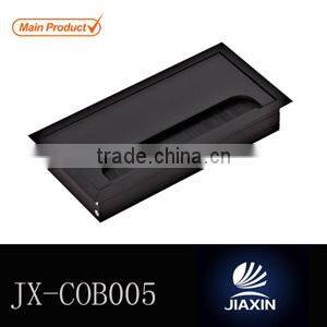 Soft-closing office desk cable outlet cover