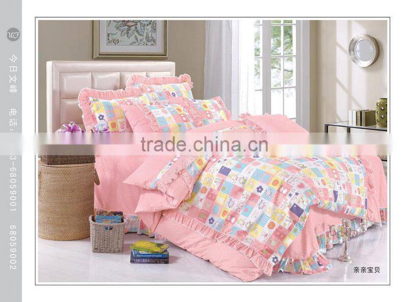 Single size reactive printed kids cartoon bedding set