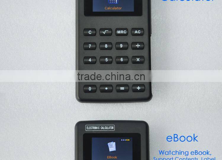 Magic Calculator with MP4 function has eBook, Photo, Music, Video, Recorder, FM Radio, Emergency Button to back to Calculator