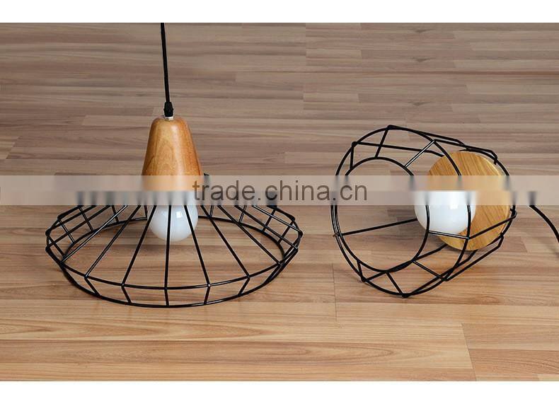 2016 wholesales Wooden Cage pendant Lights Iron Metal vintage pendant Lamps