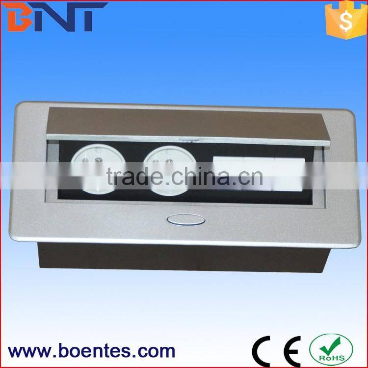Europe Popular Desktop Power Pop Up Socket with French/EU/UK Outlet for Conference Furniture