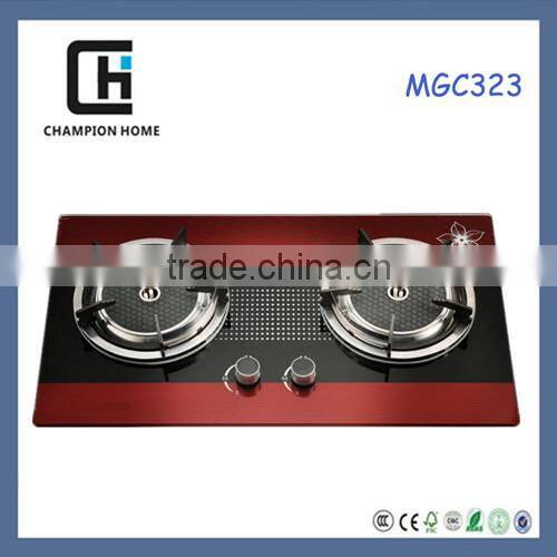 Tempered glass top 2 hot plate gas stove