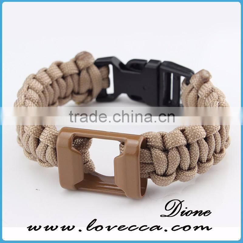 Multifuntion metal opener paracord bracelet with firestaster and blade
