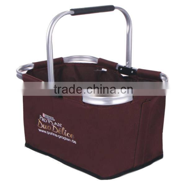 Polyester Collapsible Market Basket with Pocket