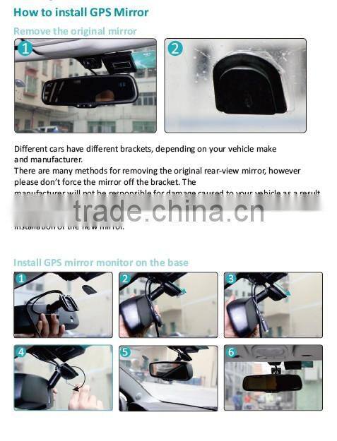 2016 new design 4.3 inch high brightness car rearview monitor with bluetooth function