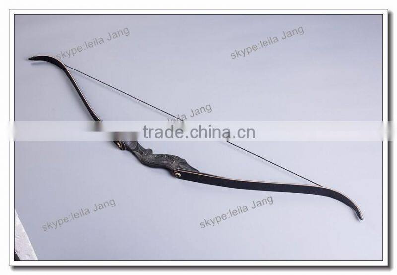 Black Archery Hunting Recurve Bow with wooden Riser for wholesale