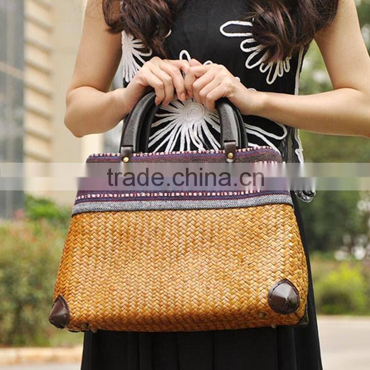 Fashion straw summer beach bag tote bag/handbag with embroidery for ladies and gils