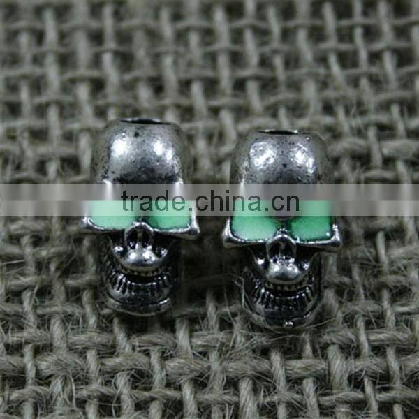 "Glow in the dark" Metal skull beads wholesale PRA-2034