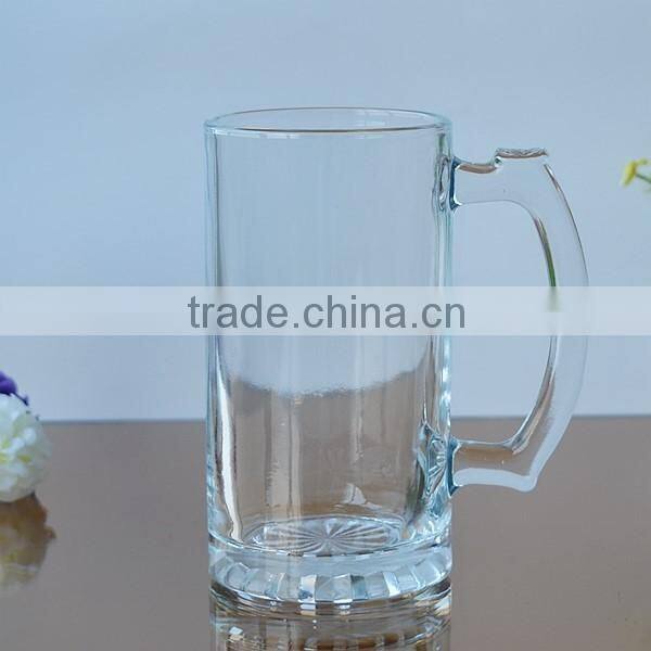 Anniversary glass beer mug with handle for famous scenery