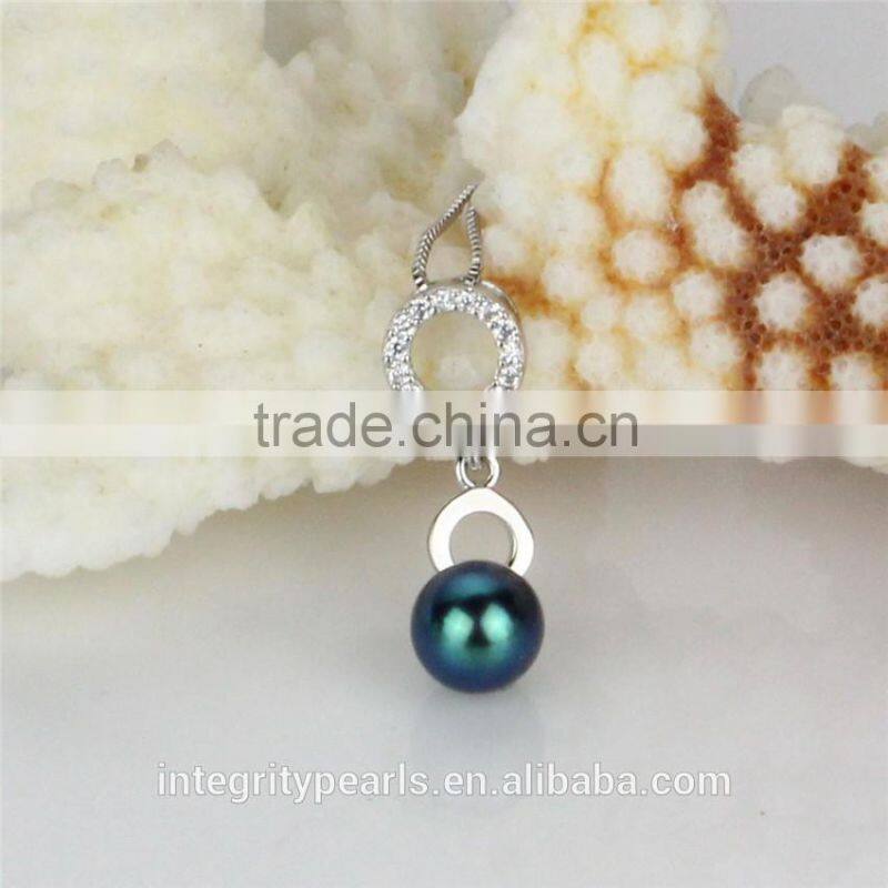 925 silver peacock 9-10mm AAA drop single freshwater pearl pendant