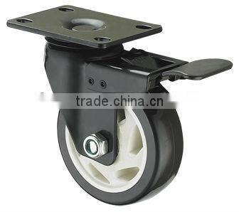 Good Qualtiy Medium Duty Diamond Polyurethane zinc Plate Fixed Wheel