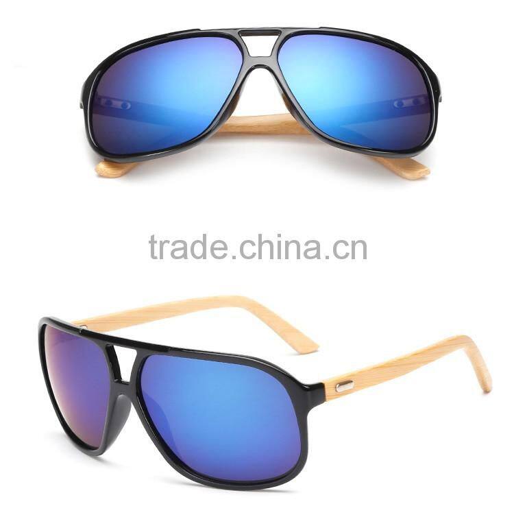 free sample 2016 newest vintage bamboo sunglasses with colorful lenses
