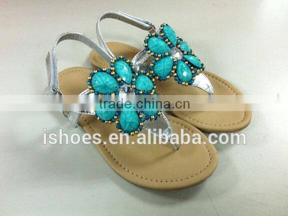 Flower decorative latest ladies flat sandals