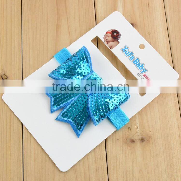 Girls sequins bow hairband for hair dress bling cheerleader sequin hair bow school girls bow hair