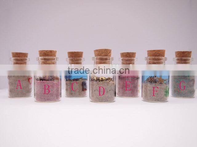 Wholesale charming drift glass bottle with shell sand , penicillin bottle floating bottle wishing drift bottle