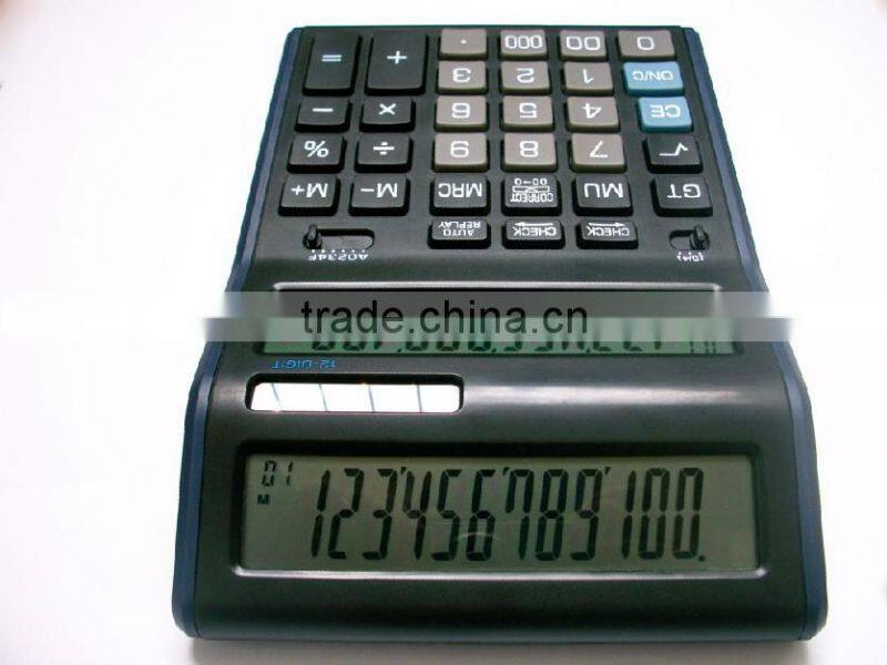 promotional item for shcool office dual power large diplay 12-digit electronic calculator double dual screen calculators