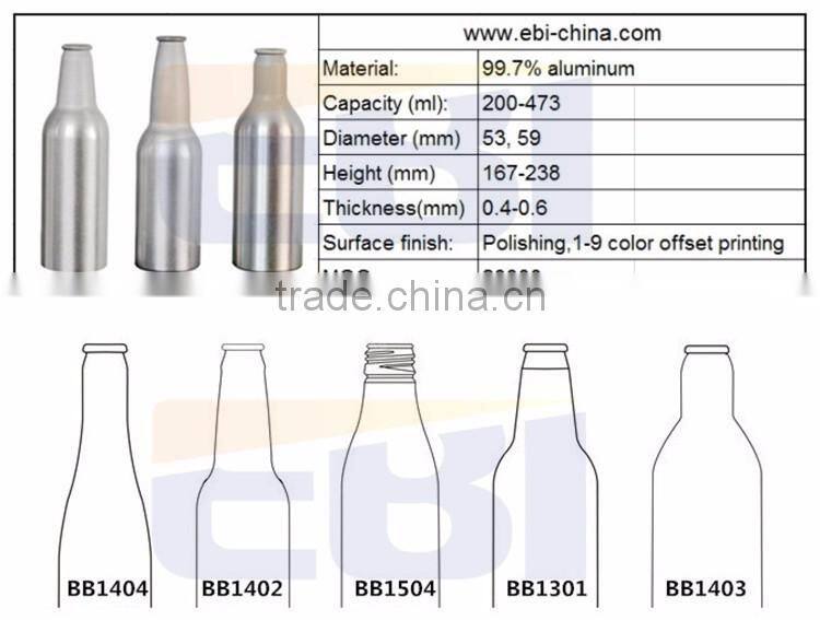 Aluminum 330ml beer bottle costume with beautiful logo