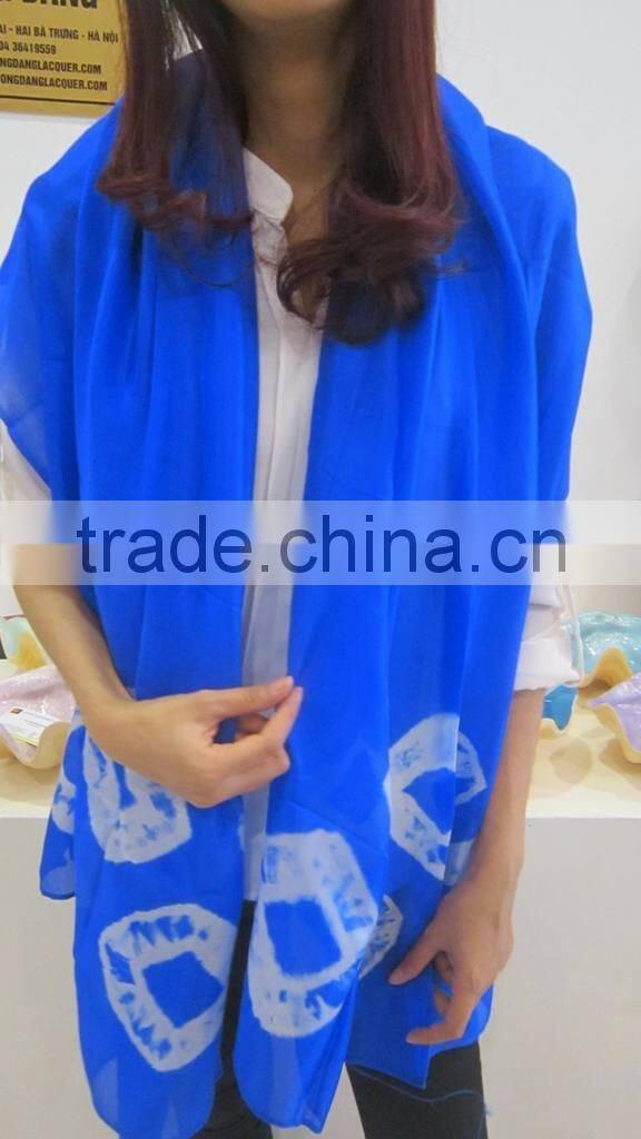 Violet silk scarf for women accessories with beautiful pattern from Vietnam