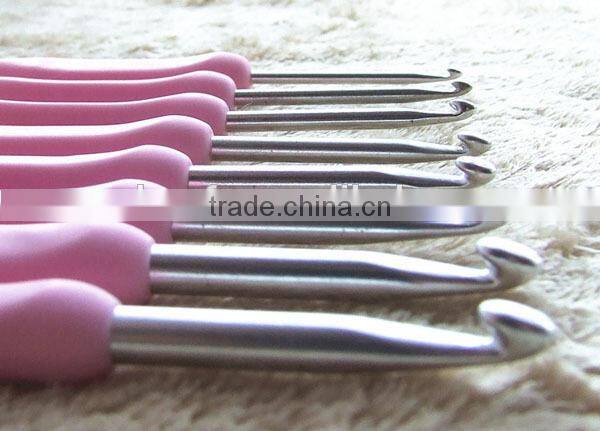 2015 New plastic handle crochet hook set, knitting needle crochet hook