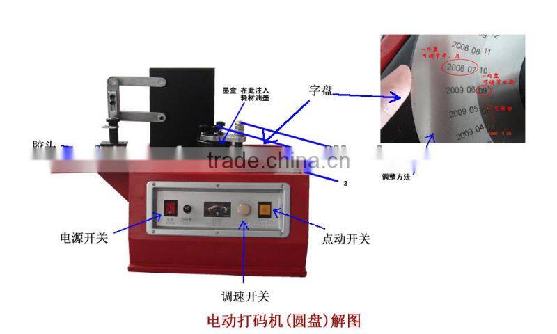 Automatic bottle cap coding machine/fruit jar ink coder/expiration date ink recorder