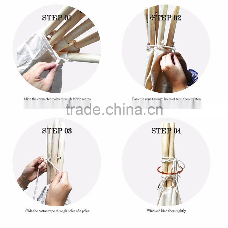 Children Playhouse Indian Canvas Teepeetent Kids Play House with two Windows - Comes