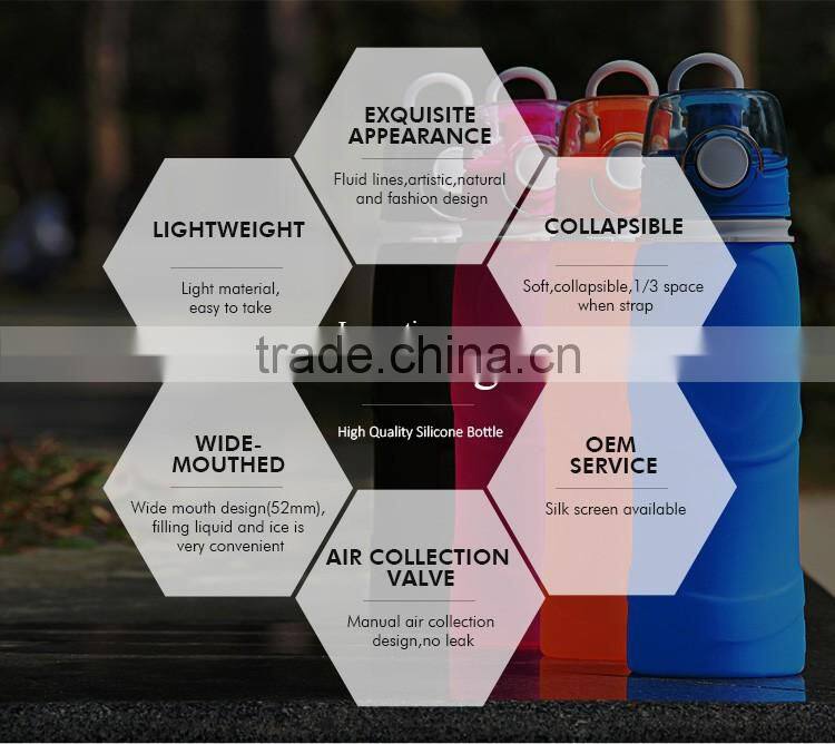 750ml Collapsible Silicone Water Bottle with air valve