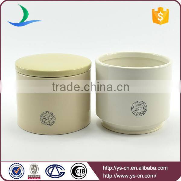 wholeasale simple 2sets combination stoneware canister with decal