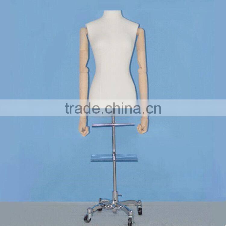 2016 hot sale torso dress form female mannequin with wood hand for display