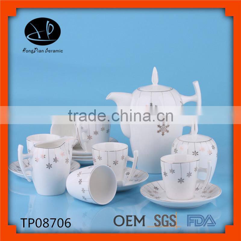 New design turkish ceramic tea set tea pot set with decal design
