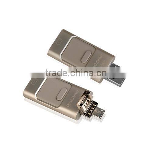 New Customized 3-in-1 OTG USB Flash Drive for IOS & Android Mobile Phone