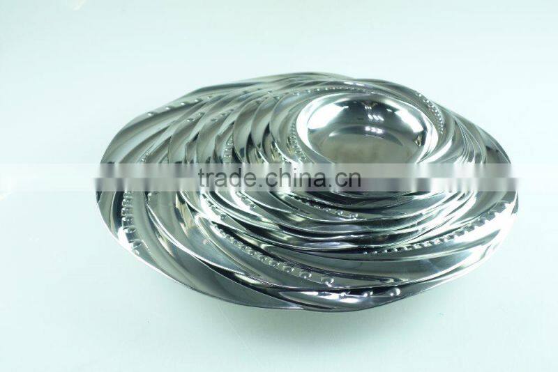 round plate stainless steel soup plate with multi size