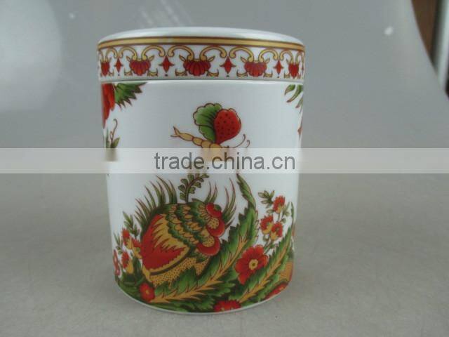 porcelain sugar pot with beautiful decal design