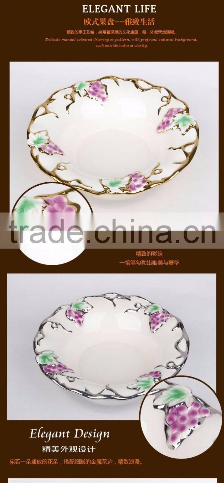 High Quality silvery electroplate dish ceramic material