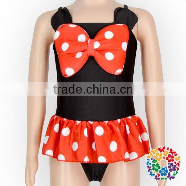 Adorable Black Red Cartoon Kids Girls Swimwear Bikini