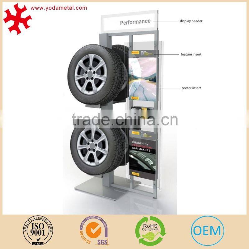 Heavty duty car tyre parts display rack for retail store, 4S store tire storage stand metal metal tire display