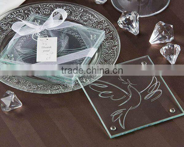 Two heart love glass coaster