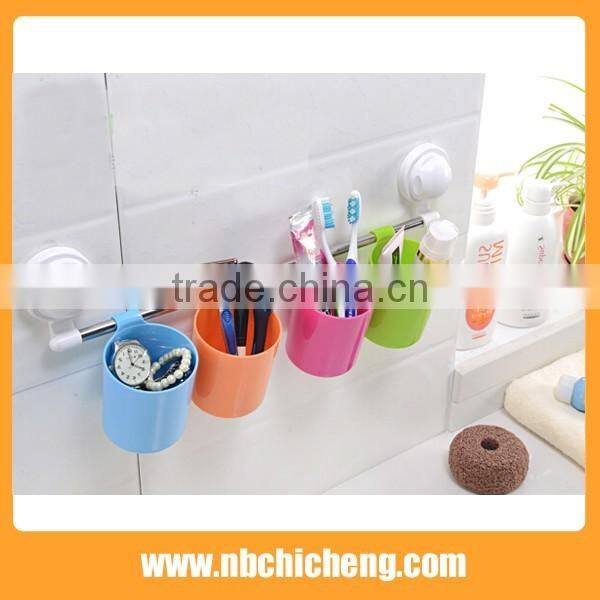Bathroom suction cup single hanging cup rack multi-colored storage box wash cup
