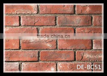 Classic decorative indoor red wall bricks, indoor wall decoration 3D bricks, interior cement wall bricks