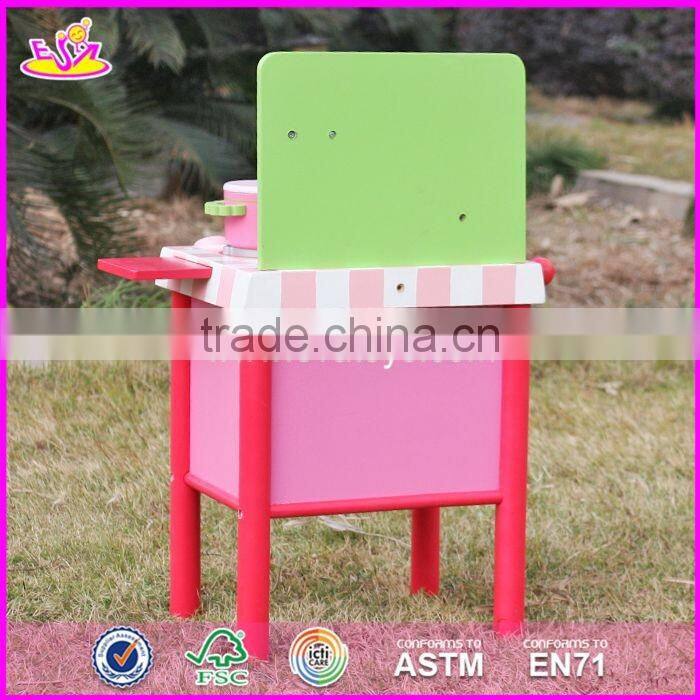 2017 new design mini pink wooden girls play kitchen W10C269
