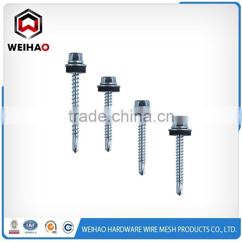 China Supplier ! Zinc plated galvanized hex head self drilling screws EPDM washer