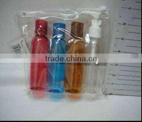 4pcs plastic PET 100ml bottle/cosmetic bottle for travl kit