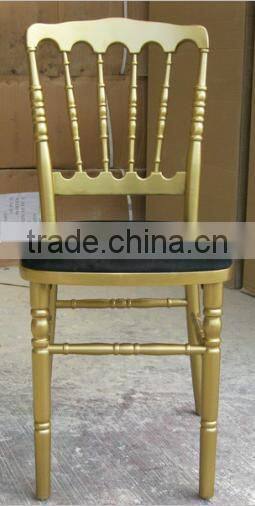 Wholesales golden Wedding Wood napoleon chair with velvet fabric cushions